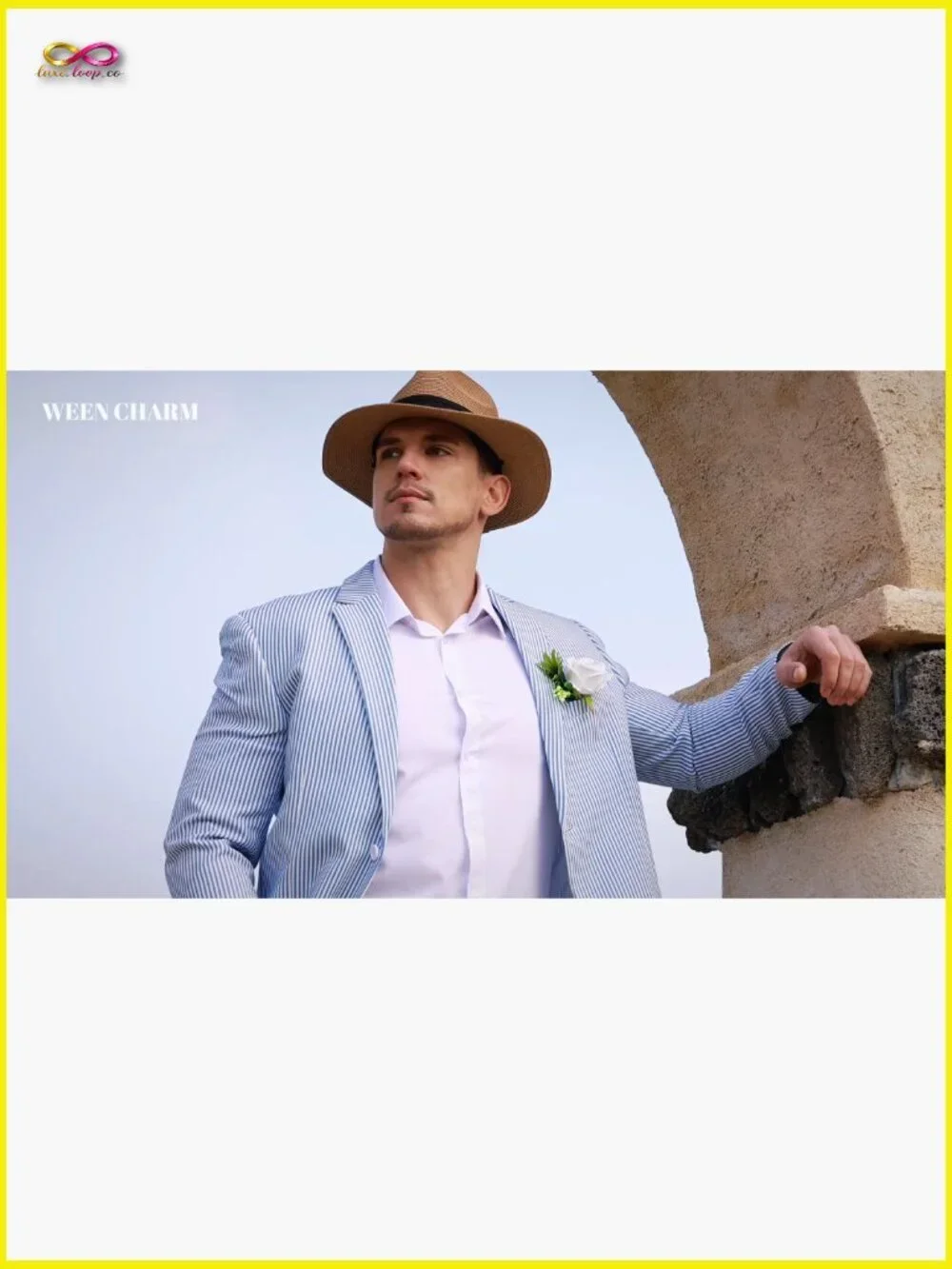 Light Grey Seersucker Pinstripe Slim Fit Suit Wedding Prom Party Formal